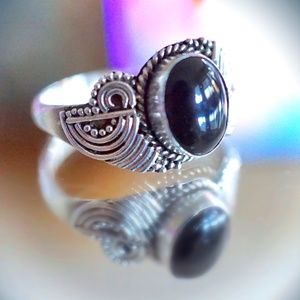 Sterling Silver & Black Onyx Ring SZ 6.5